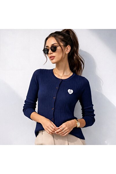 FASHION Casual Slim Fit Ribbed Button-Down Knit Cardigan for Women