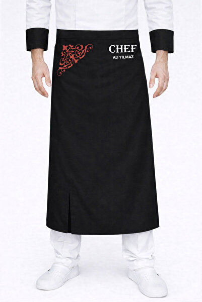 Üniformanya Ποδιά Μάγειρα με Όνομα και Δώρο, Ποδιά Σεφ που δένει στη μέση, Πο...