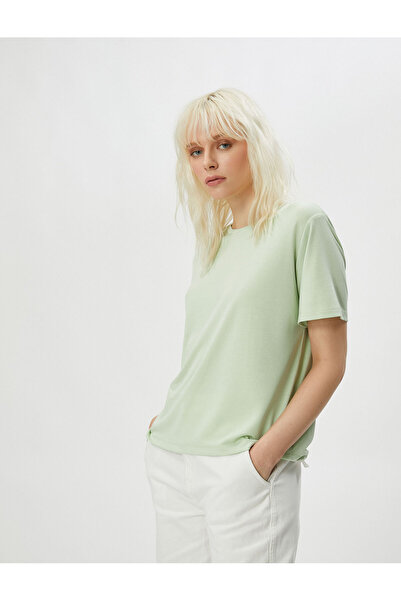 Koton Βασικό μπλουζάκι με κοντό μανίκι Crew Modal με λαιμόκοψη