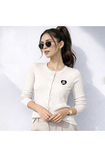 FASHION Casual Slim Fit Ribbed Button-Down Knit Cardigan for Women