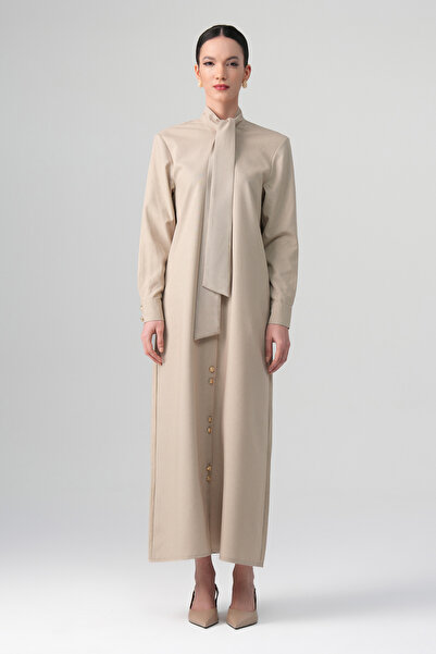 tugfashion Mina Hakim Yaka Elbise Bej