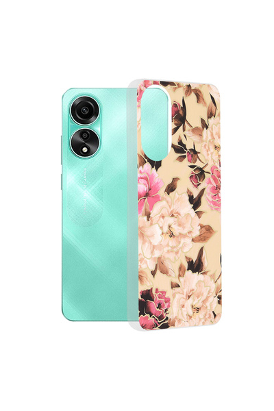 Techsuit Husa pentru Oppo A78 4G, Marble Series, protectie antisoc, bej