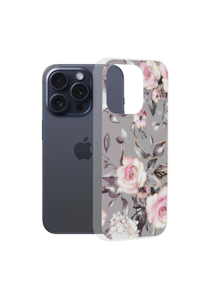 Techsuit Husa pentru iPhone 15 Pro, Marble Series, protectie antisoc, gri
