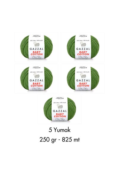 Gazzal Baby Cotton 3449-Lightweight and Comfortable Cotton Yarn for Summer Projects - 5 Yards