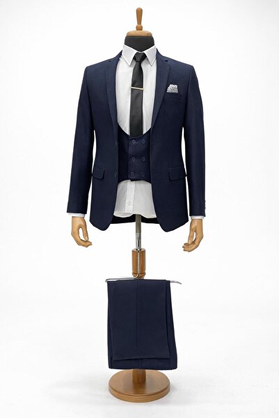 CLASSİCS MEN Men's Italian Cut Slim Fit Vest Suit - 7479