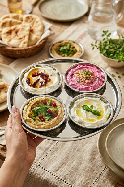 ÖzSa Home 5 Parça Çelik Meze Seti Mezelik Sosluk Meze Tabağı Sunum Seti