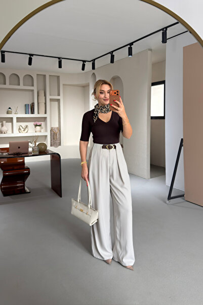 Sezgi Tekin Bridge Detail Arched Stone Palazzo Trousers