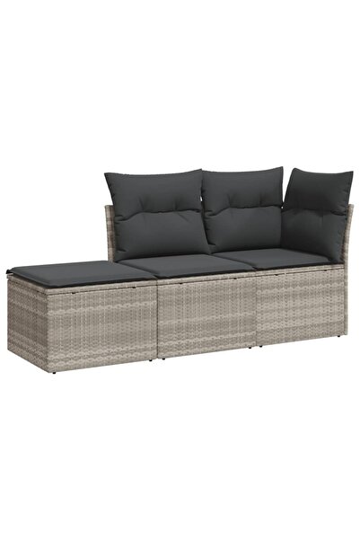 vidaxl Set canapele de grădină cu perne, 3 piese gri deschis poliratan