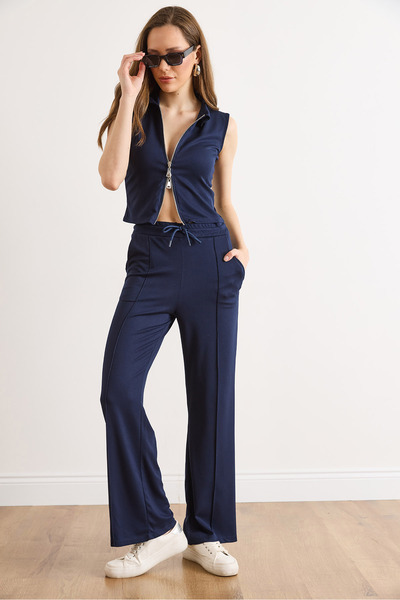 Olalook Γυναικείο σετ σε σκούρο μπλε χρώμα με φερμουάρ διπλής όψης και περιεκ...