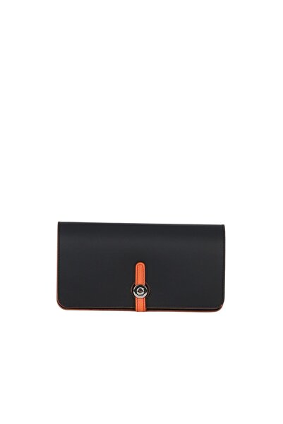 BUENO Shoes Black Orange Leather Women's Wallet 01Wc2012