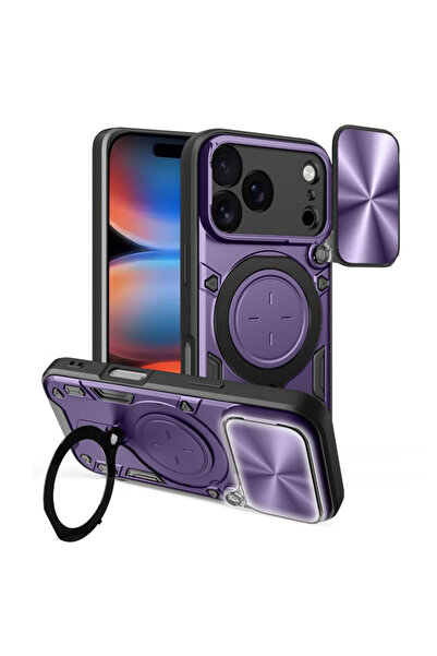 DAMUR Husa LensCover KickStand Apple iPhone 17 Pro Max, Inel Magnetic, Protec...