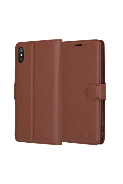 Techsuit Husa pentru iPhone XS Max, Leather Folio, protectie antisoc, maro
