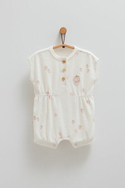 Caramell رومبير للفتيات الصغيرات بنمط الفراولة من قماش القطن المنشفي، رومبير ...