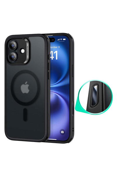 ESR Husa pentru iPhone 16, Classic Hybrid HaloLock, protectie antisoc, negru ...