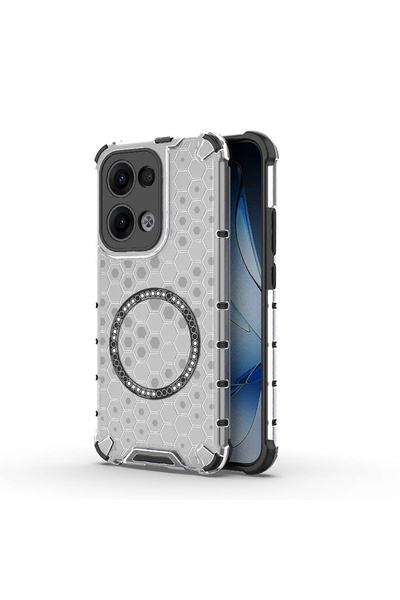 Stef's Cat Husa pentru Oppo Reno13, Stef's Cat, HoneyComb Shield MagSafe, alb