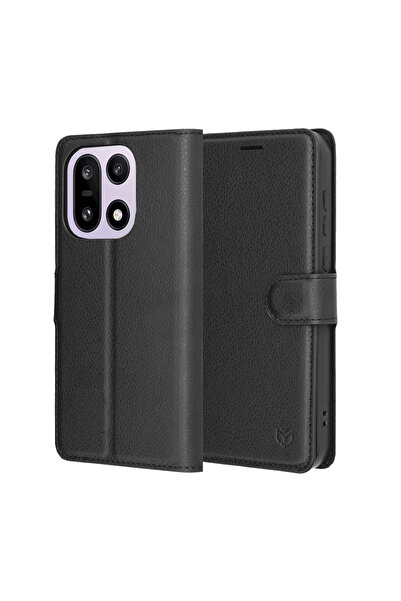 Techsuit Husa pentru OnePlus 15, Leather Folio, protectie antisoc, negru