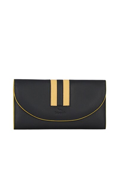 BUENO Shoes Black Yellow Leather Women's Wallet 01Wc2011