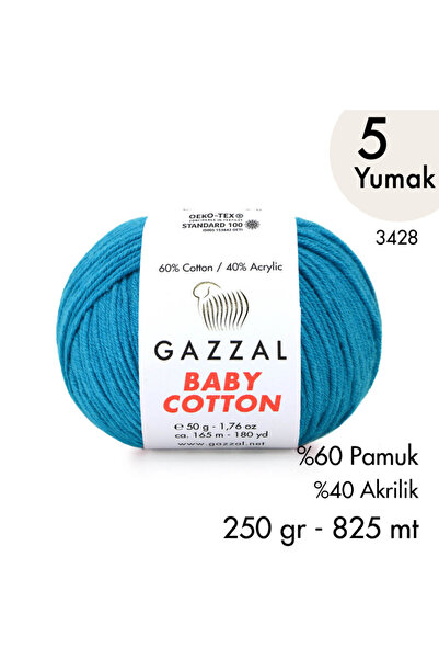 Gazzal Baby Cotton 3428-Yazlık Projeler İçin Hafif ve Konforlu Pamuk İplik - ...