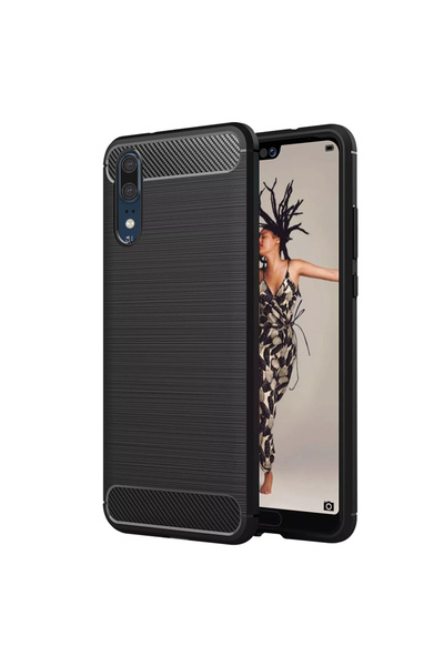 Stef's Cat Θήκη για Huawei P20, Γάτα του Στεφ, Ανθρακονημάτινη Σιλικόνη, μαύρη