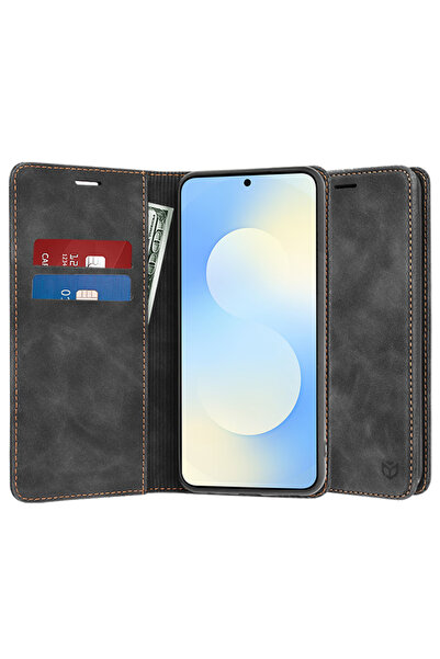 Techsuit Θήκη για Samsung Galaxy S25 Fe, Techsuit, PU, ​ ​ Μαύρο