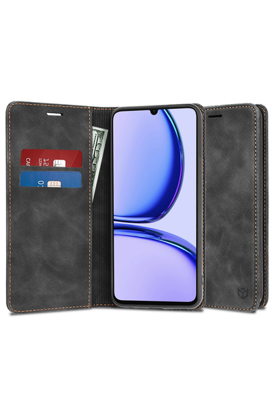 DAMUR Husa Flip LeatherEco Realme C53, Buzunar Card, Inchidere Magnetica Pute...