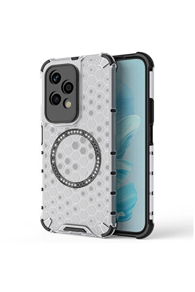 Stef's Cat Husa pentru Honor 200 Lite, Stef's Cat, HoneyComb Shield MagSafe, alb