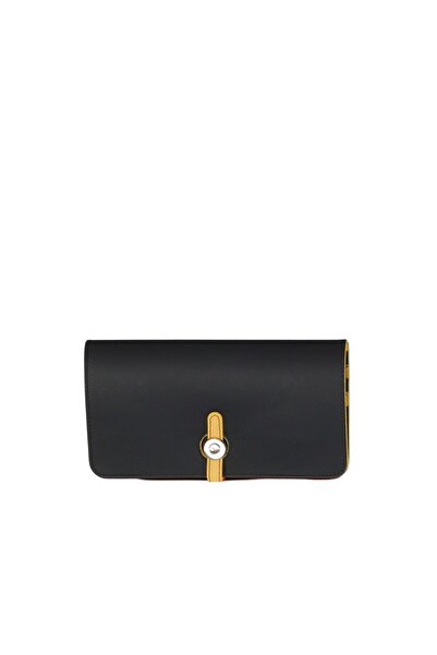 BUENO Shoes Black Yellow Leather Women's Wallet 01Wc2012