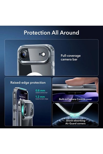 ESR Husă pentru iPhone 17 Air, Classic Hybrid HaloLock [Protector de ecran inclus], protecție