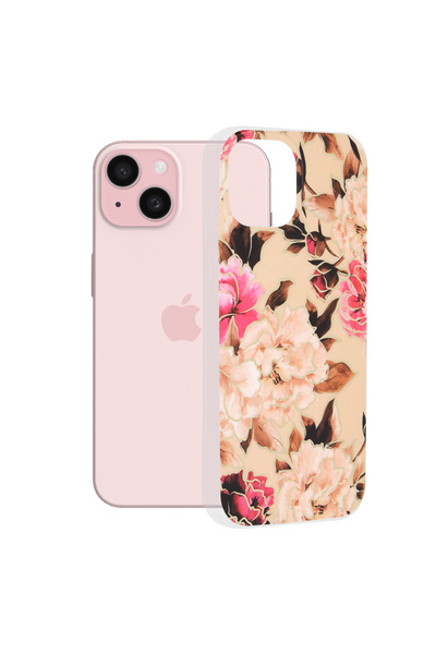 Techsuit Husa pentru iPhone 15, Marble Series, protectie antisoc, bej