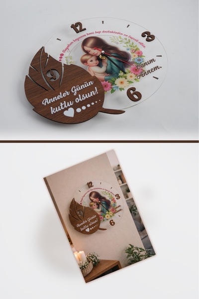 DUVAR SAATİ ANNE BEBEK BASKILI - 30 X 30 CM - 8690000255658