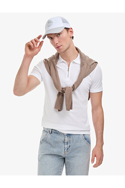 Pierre Cardin Εκρού Στενή Γραμμή 100% Βαμβακερό Μπλουζάκι Πόλο Γιακά Βασικής ...