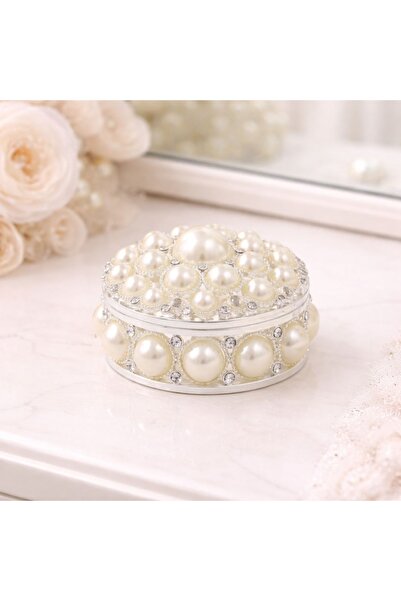 Azay Στρογγυλή Κοσμηματοθήκη 5 εκ. με διακοσμήσεις από πέρλες και στρας – Κομ...