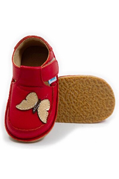 DODO SHOES Pantofi copii barefoot Fluturas, Culoare Rosu din piele naturala, ...