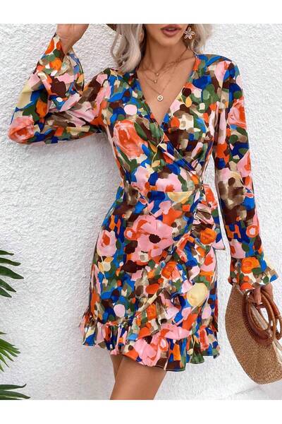 Iuliashop Rochie scurtă multicoloră Agnessa - S