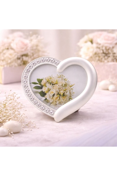 Azay Καρδιόσχημη κορνίζα φωτογραφιών με κρύσταλλα, 10x8 εκ., Ρομαντική διακόσ...