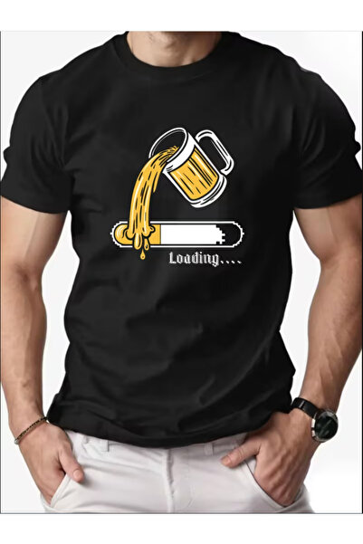 LİNA06 Men'S Summer Casual Short-Sleeve T-Shirt with Beer Graphic