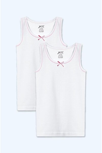 Brix Set de 2 maiouri pentru fete, 100% bumbac, 7217 Alb