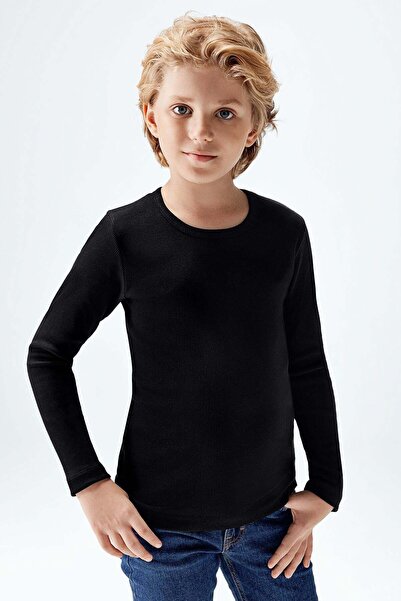 Brix Tricou cu mânecă lungă pentru băieți, 100% bumbac, 8529 Culoare neagră