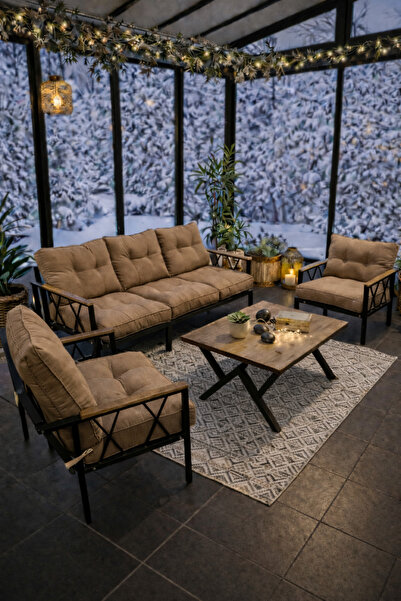 UFUK HOME Miray 311 Masalı Fermuarlı Bahçe Balkon Takımı, Salon, Teras- Berje...