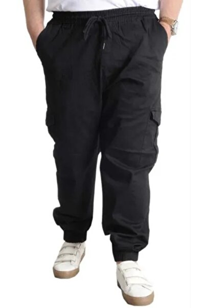 cusseli Παντελόνι μεγάλου μεγέθους Gabardin Cargo Jogger Doğa 21927 Μαύρο