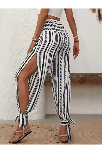 Kanonik Education Γυναικείο παντελόνι με ψηλόμεσο σχέδιο, δεμένο στο τελείωμα...