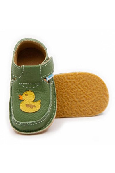 DODO SHOES Pantofi copii barefoot Ratusca, Culoare Verde din piele naturala, ...