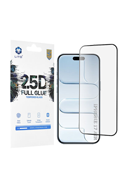 Lito Folie protectie pentru iPhone 17 Air, Transparenta;Antisoc;Full Glue, negru