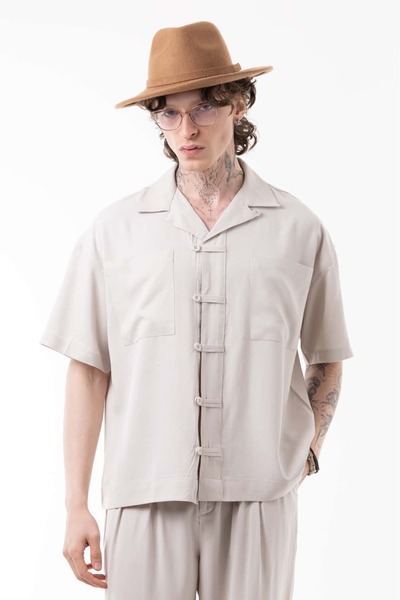 TENCEL CEPLİ DÜĞME DETAYLI GÖMLEK