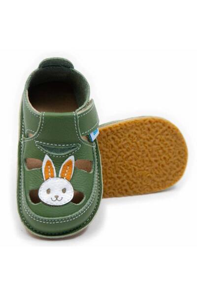 DODO SHOES Sandale copii barefoot Iepuras, Culoare Verde din piele naturala, ...