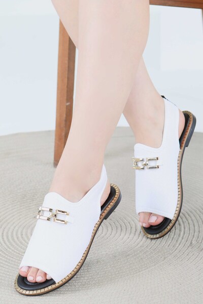 TOFİSA Γυναικεία σανδάλια με λευκή πόρπη - 27443