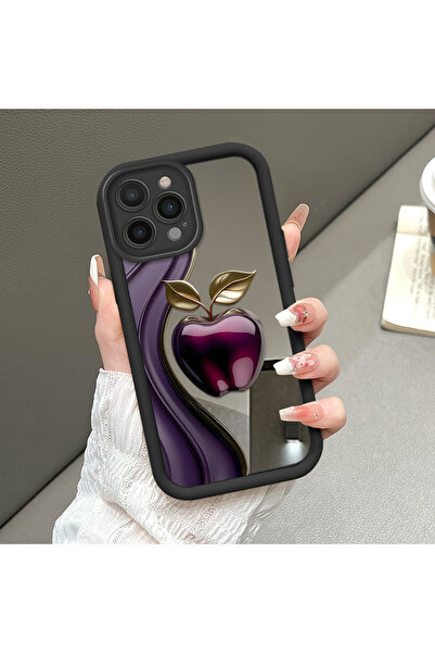 CASEVIBE iPhone 14 Pro Max Uyumlu Lüks Aynalı Elma Temalı Telefon Kılıfı, Kam...