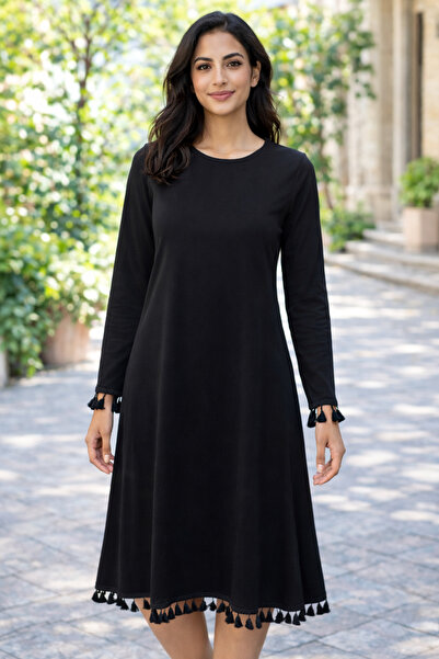 AQE FASHION Γυναικείο μακρυμάνικο φόρεμα με λαιμόκοψη, χαλαρή εφαρμογή, άνετο...