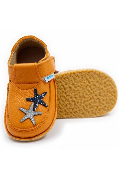 DODO SHOES Pantofi copii barefoot Starfish, Culoare Mandarina din piele natur...
