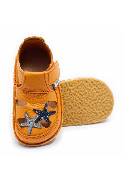 DODO SHOES Sandale copii barefoot Starfish, Culoare Mandarina din piele natur...
